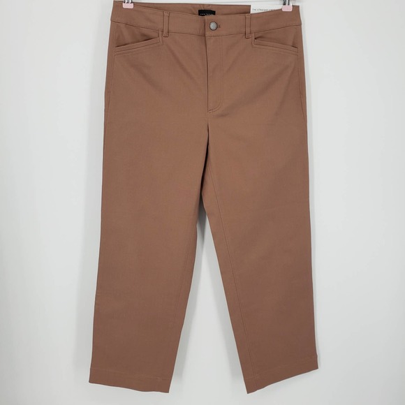 Ann Taylor Pants - Ann Taylor Crop Pants 8 Straight Leg Stretchy High Rise Waist Pockets Tan NWT